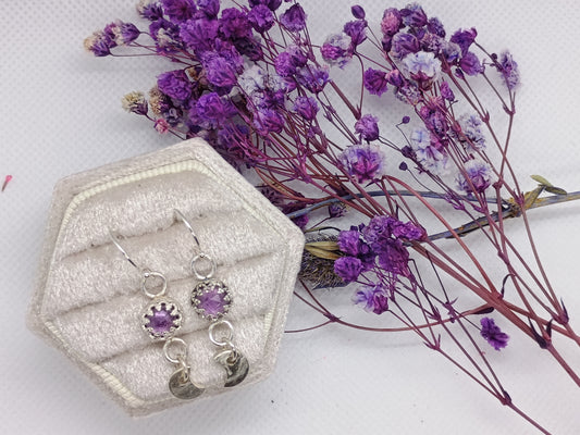 Amethyst and Moon Earrings