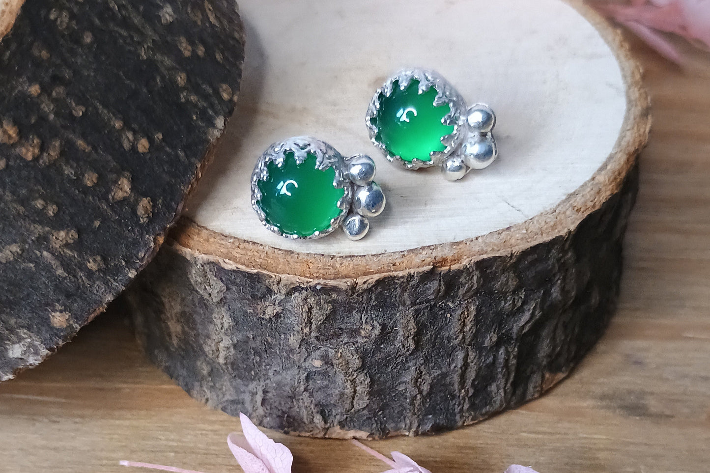 Green Agate Studs