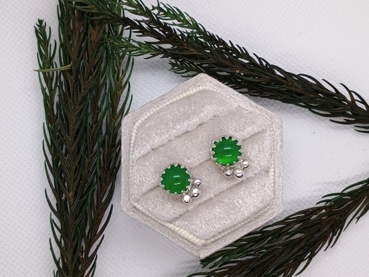 Green Agate Studs